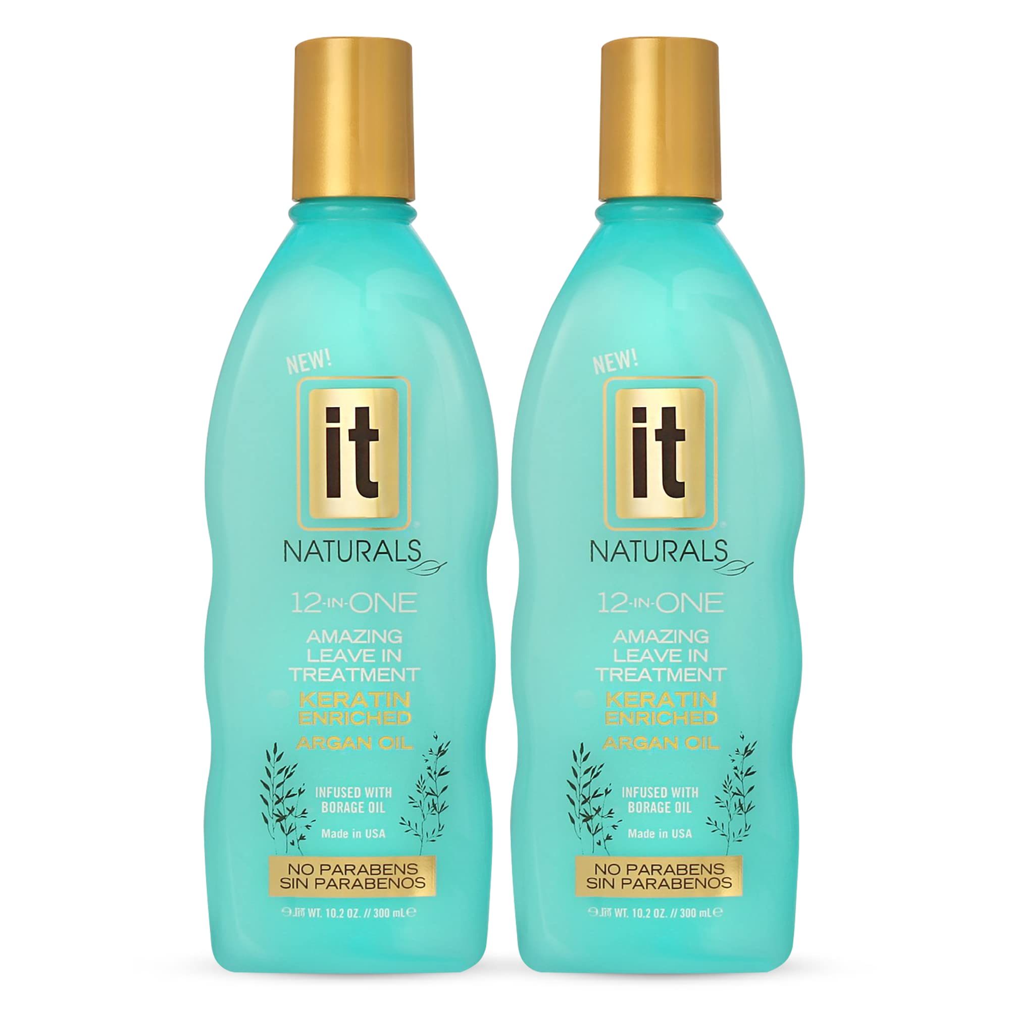 Freeze It 12-in-One Leave-In bottle, keratin and argan oil for smooth detangling and added shine.