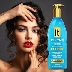 Freeze It IT 12-in-One leave-in application aids styling, detangling, and heat protection for daily use.