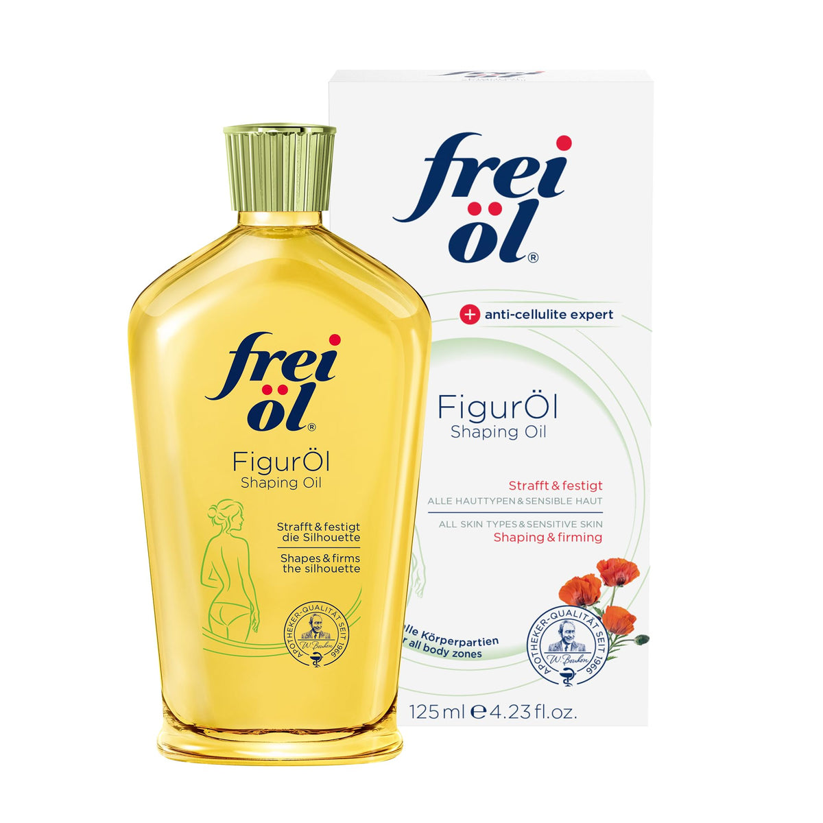 frei oil shaping oil bottle ready for application to smooth and firm skin