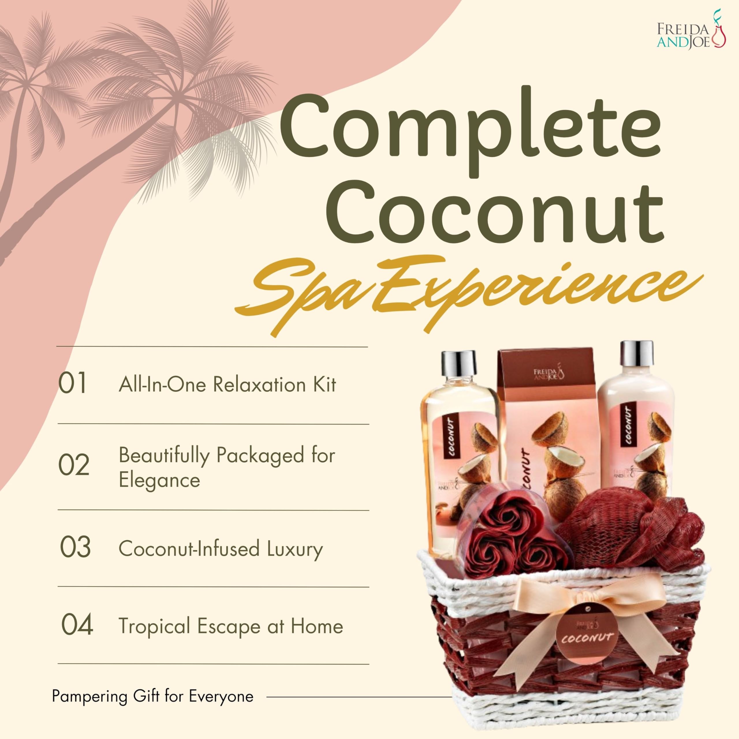 Freida and Joe Coconut Spa Gift Basket soap flowers for a fragrant at-home spa