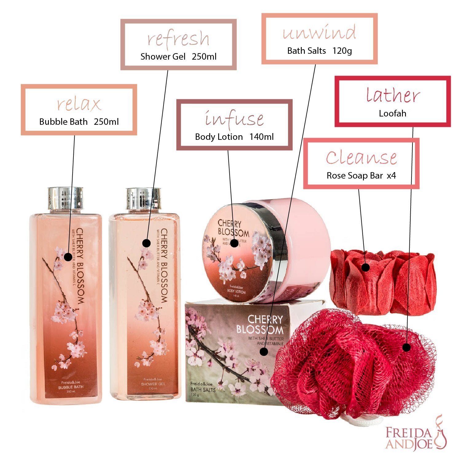 Freida and Joe Cherry Blossom Bath Puff for gentle cleansing