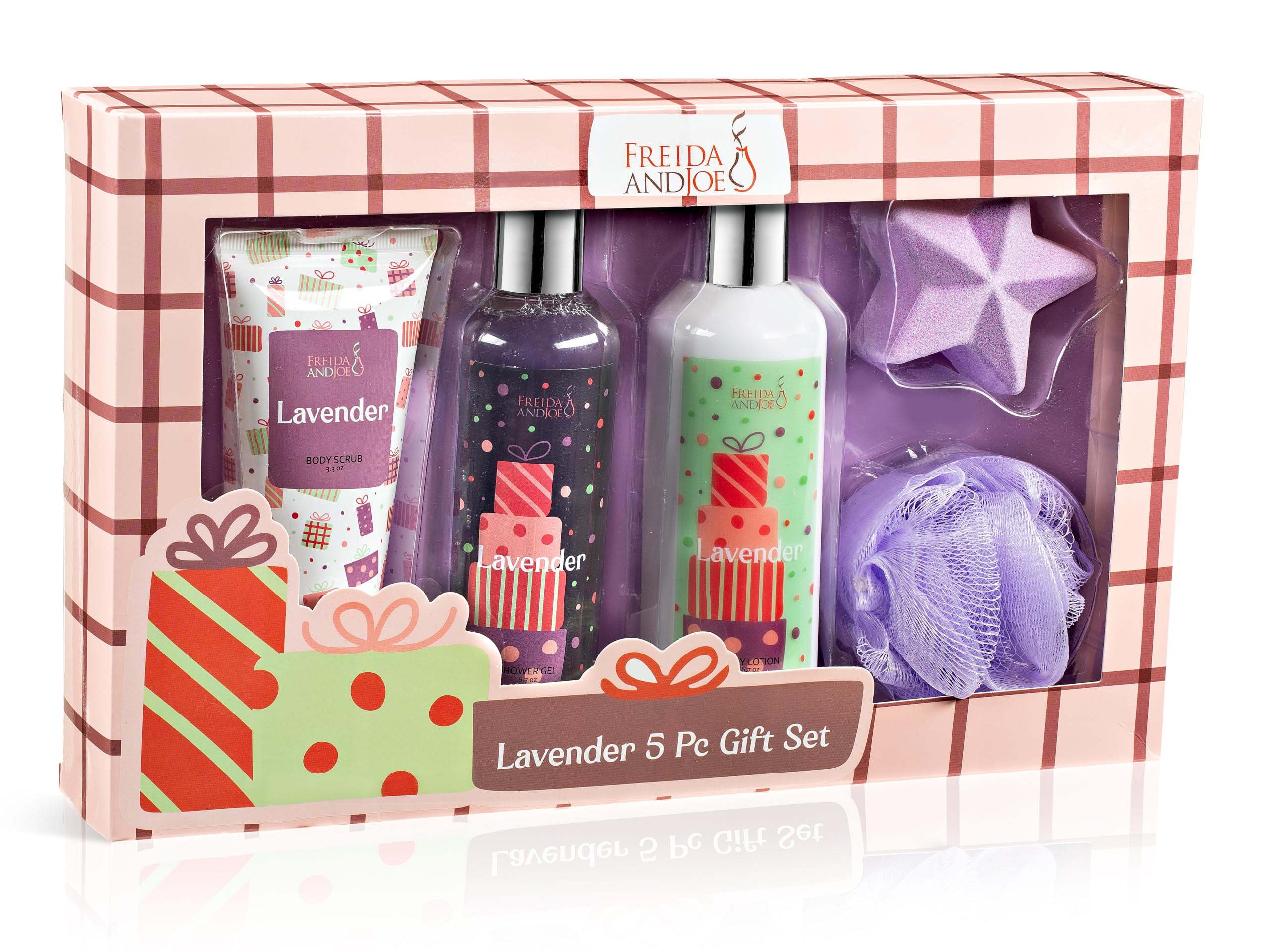 Freida and Joe lavender gift box showcasing a relaxing fragrance collection for gifting