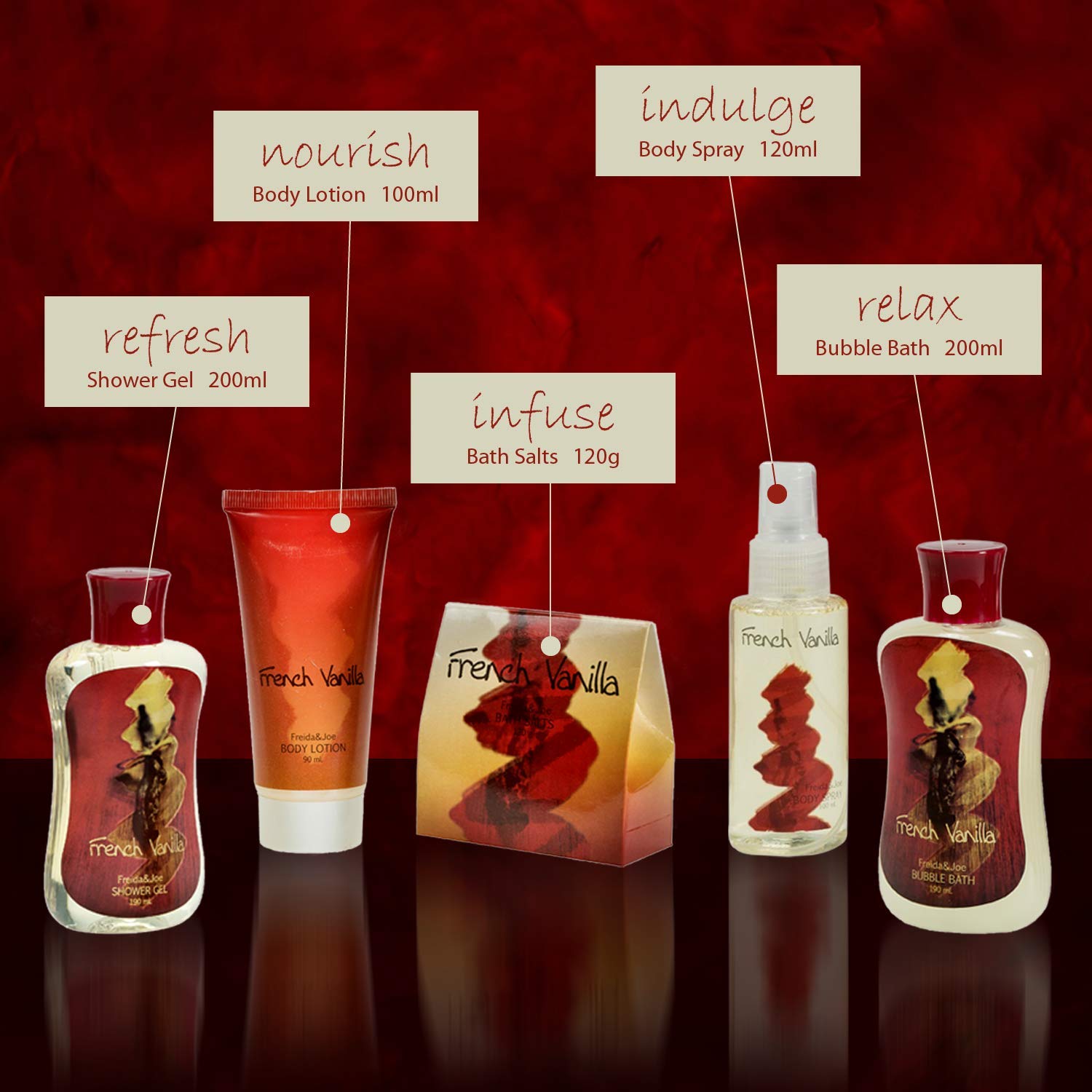 Freida and Joe French Vanilla Bubble Bath bottle ideal for a soothing soak.