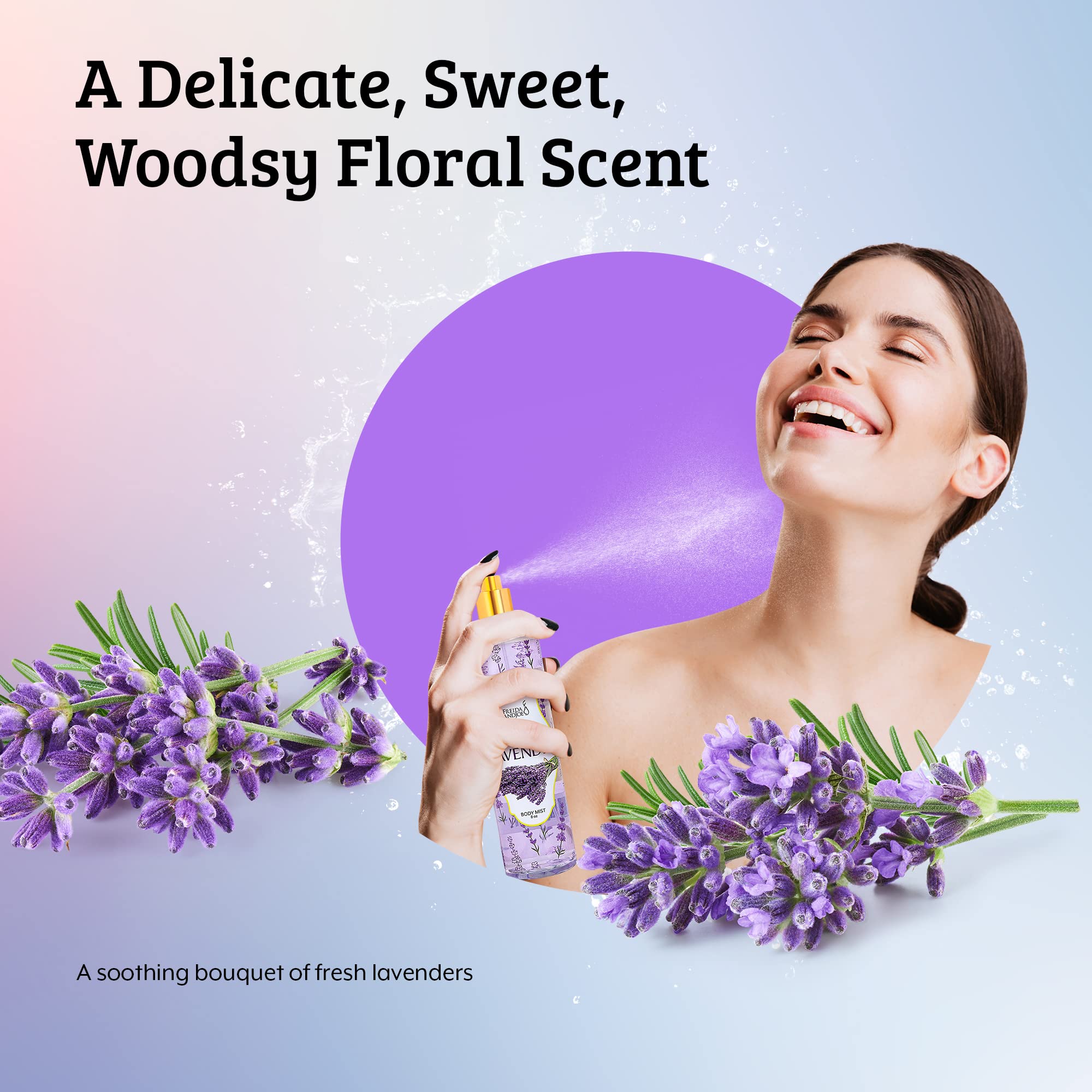 8oz Freida and Joe lavender spray bottle for lasting fragrance.