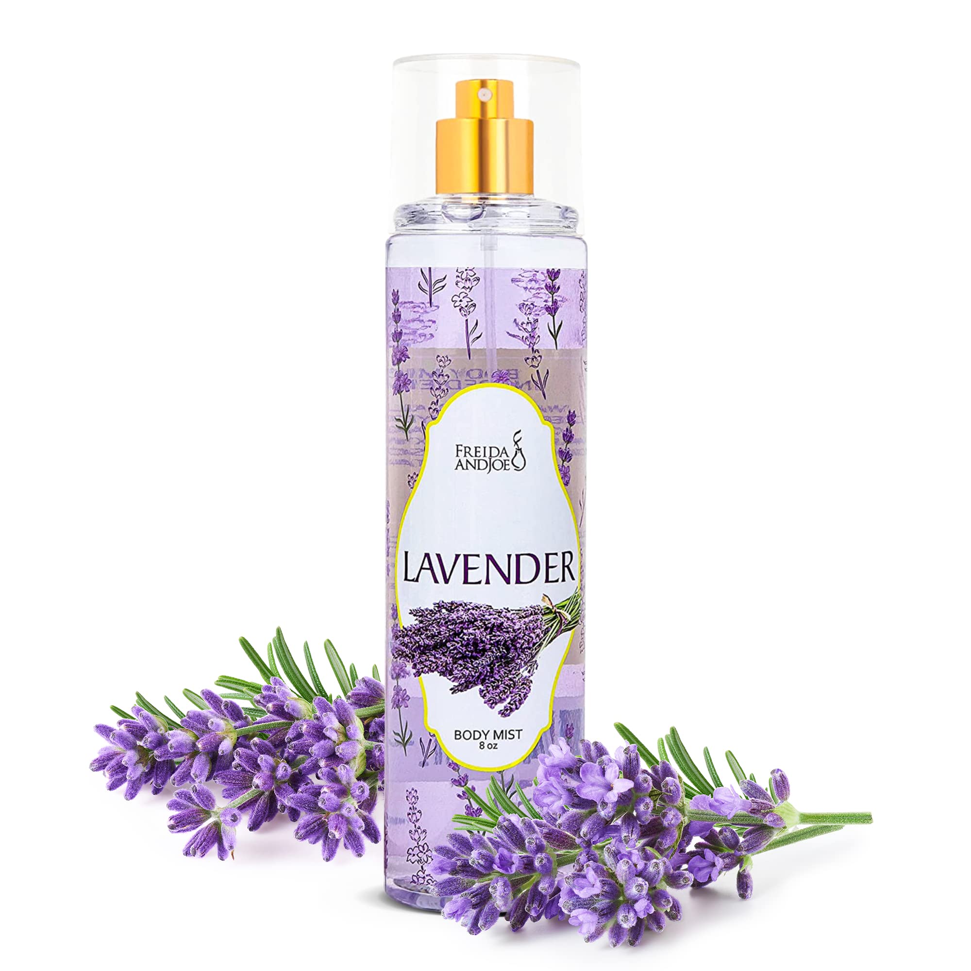 Freida and Joe Lavender Body Spray bottle for daily refreshing fragrance.