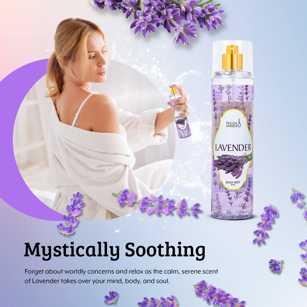 Fragrance label of Freida and Joe lavender perfume, premium look.