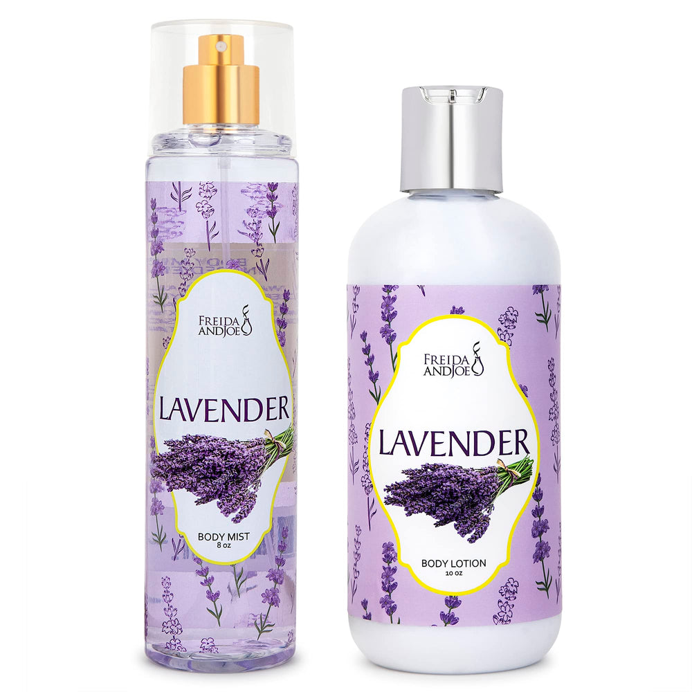 Freida and Joe Lavender lotion bottle ready for a calming nighttime routine