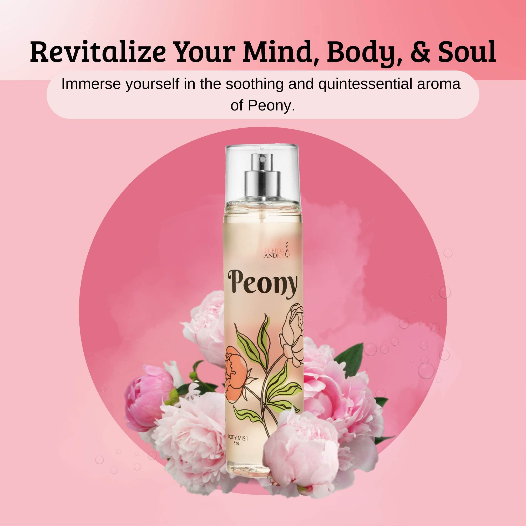 Freida and Joe Peony Elegance label close-up highlights premium UK fragrance.