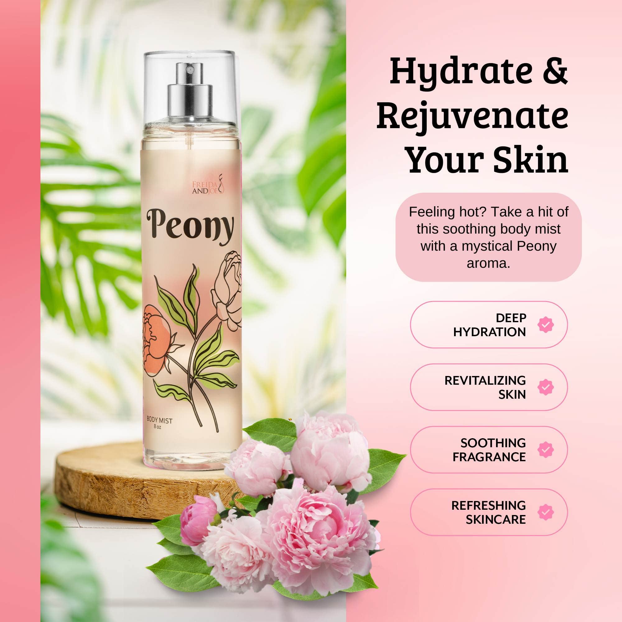 Freida and Joe Peony Elegance fine mist ready for daily use.