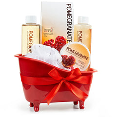 Freida and Joe Red Pomegranate Spa Basket—perfect for gifting or personal pampering.