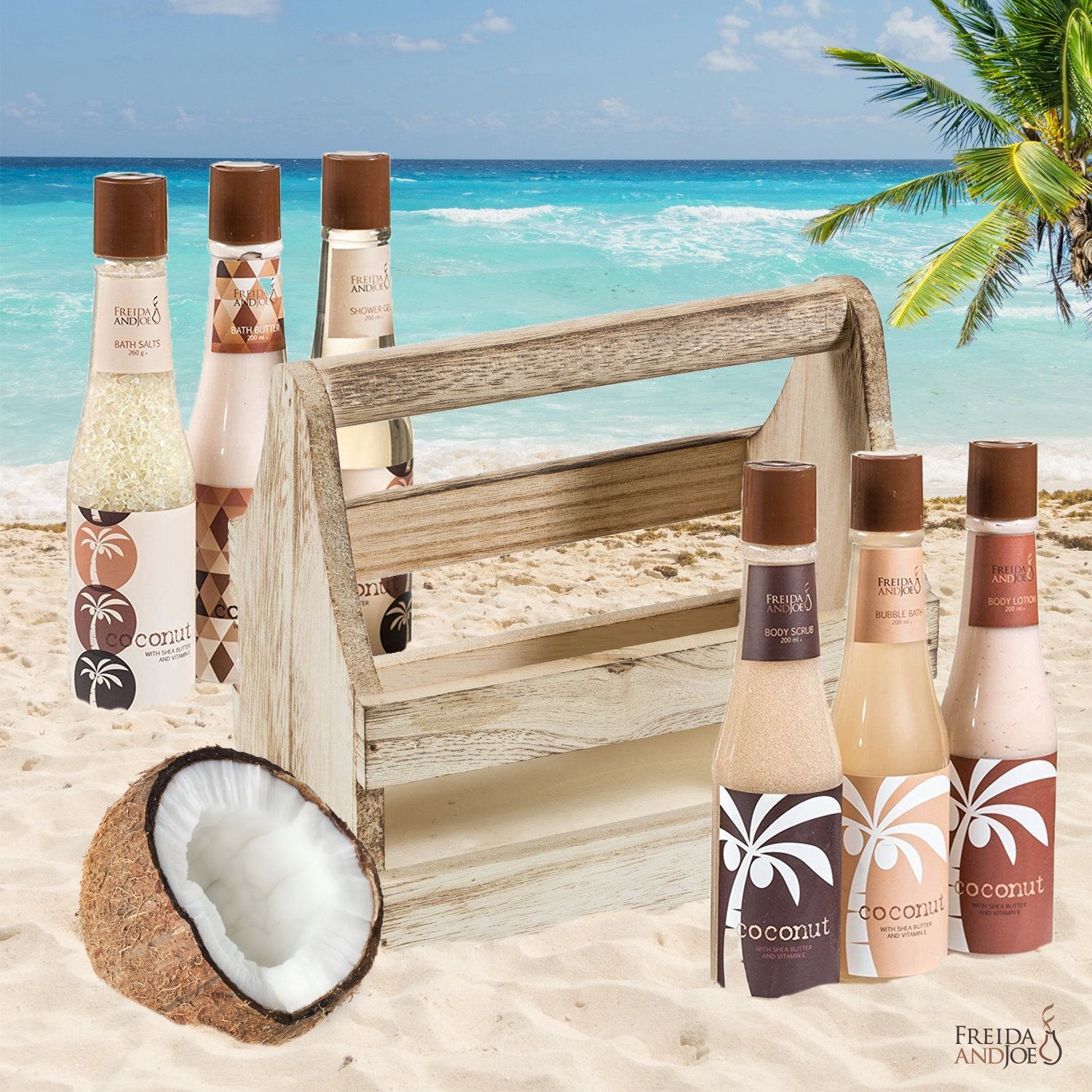 Freida and Joe coconut body scrub exfoliates revealing smoother skin