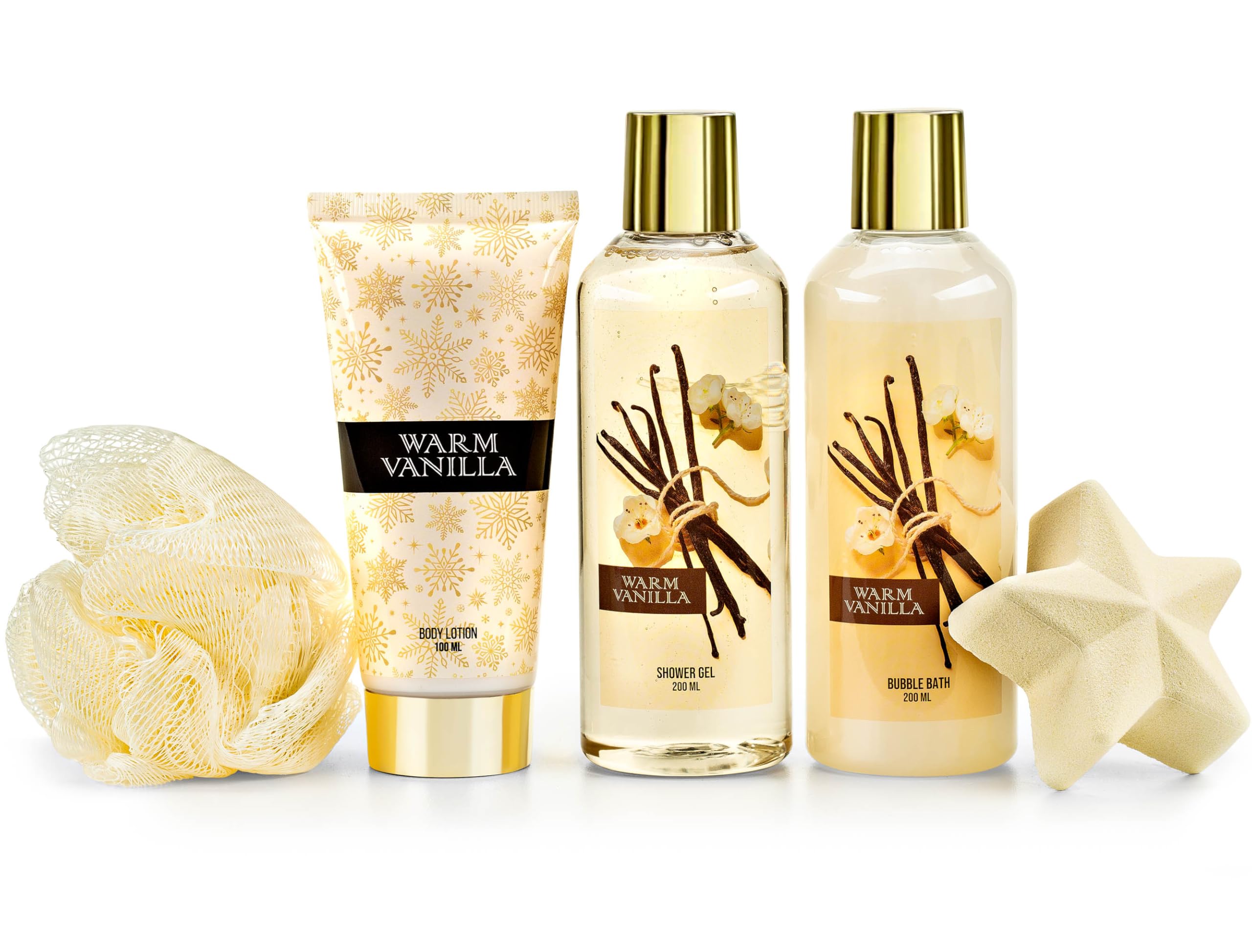 Freida and Joe Warm Vanilla Bubble Bath for a relaxing, fragrant soak.