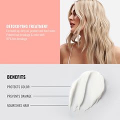 FRENCCIGA Detox Hair Mask on hair demonstrates removal of buildup with smoother texture.