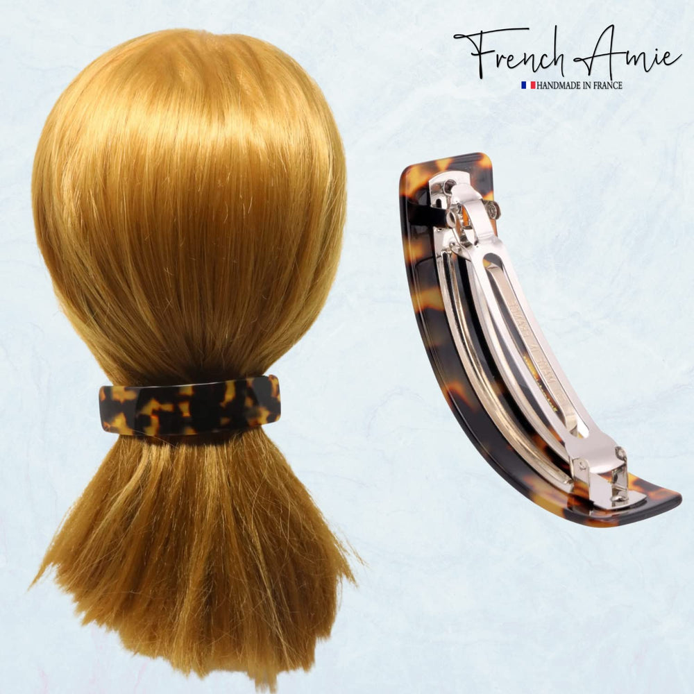 French Amie Curved Tokyo large clip demonstrates a modern French twist styling option.