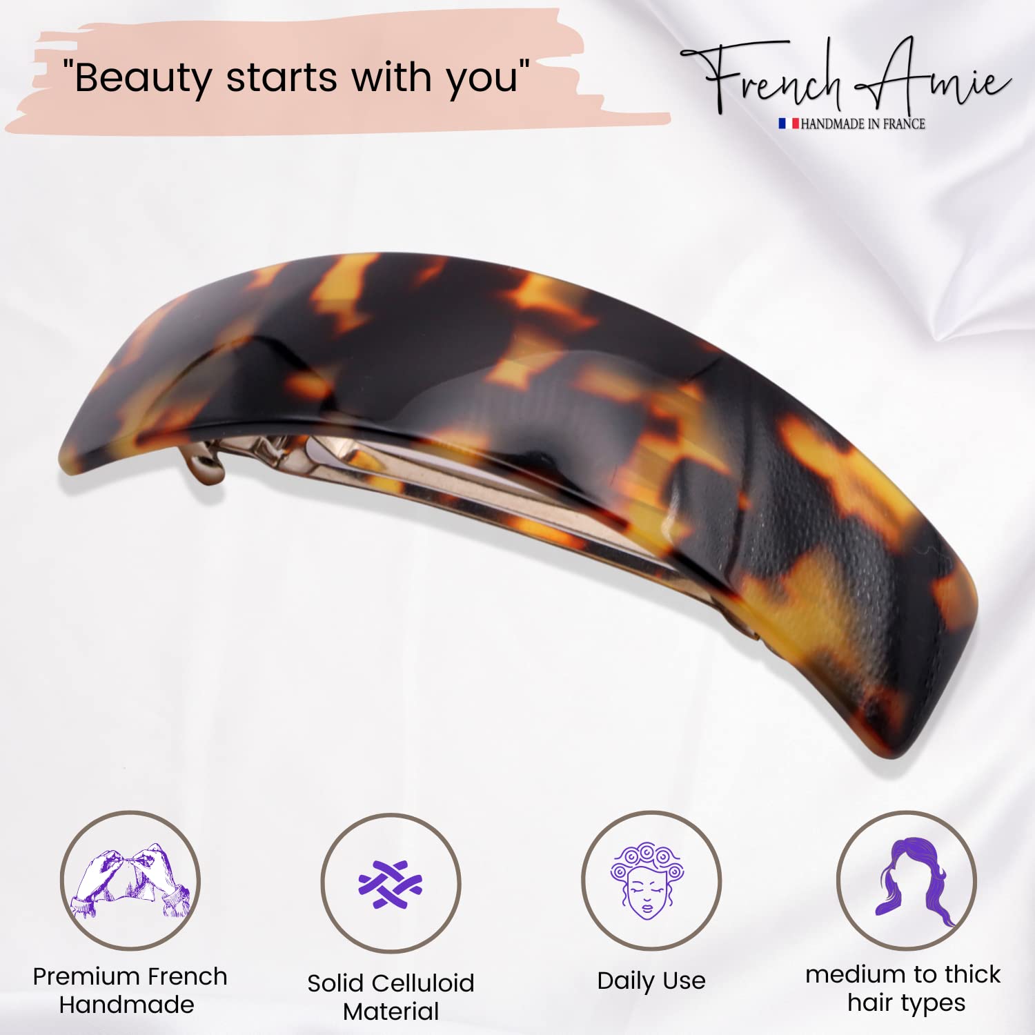 French Amie Curved Tokyo large clip half-upstyle offers polished, versatile looks.