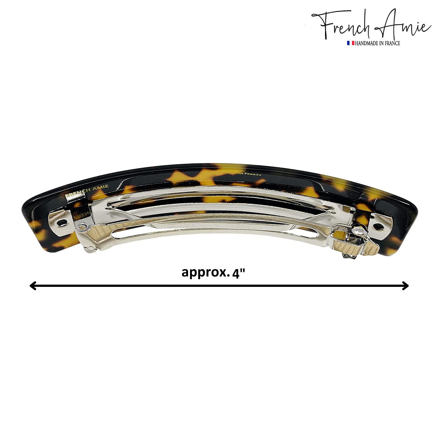 French Amie Yellow Tokyo rectangle backview reveals durable stainless steel clasp.