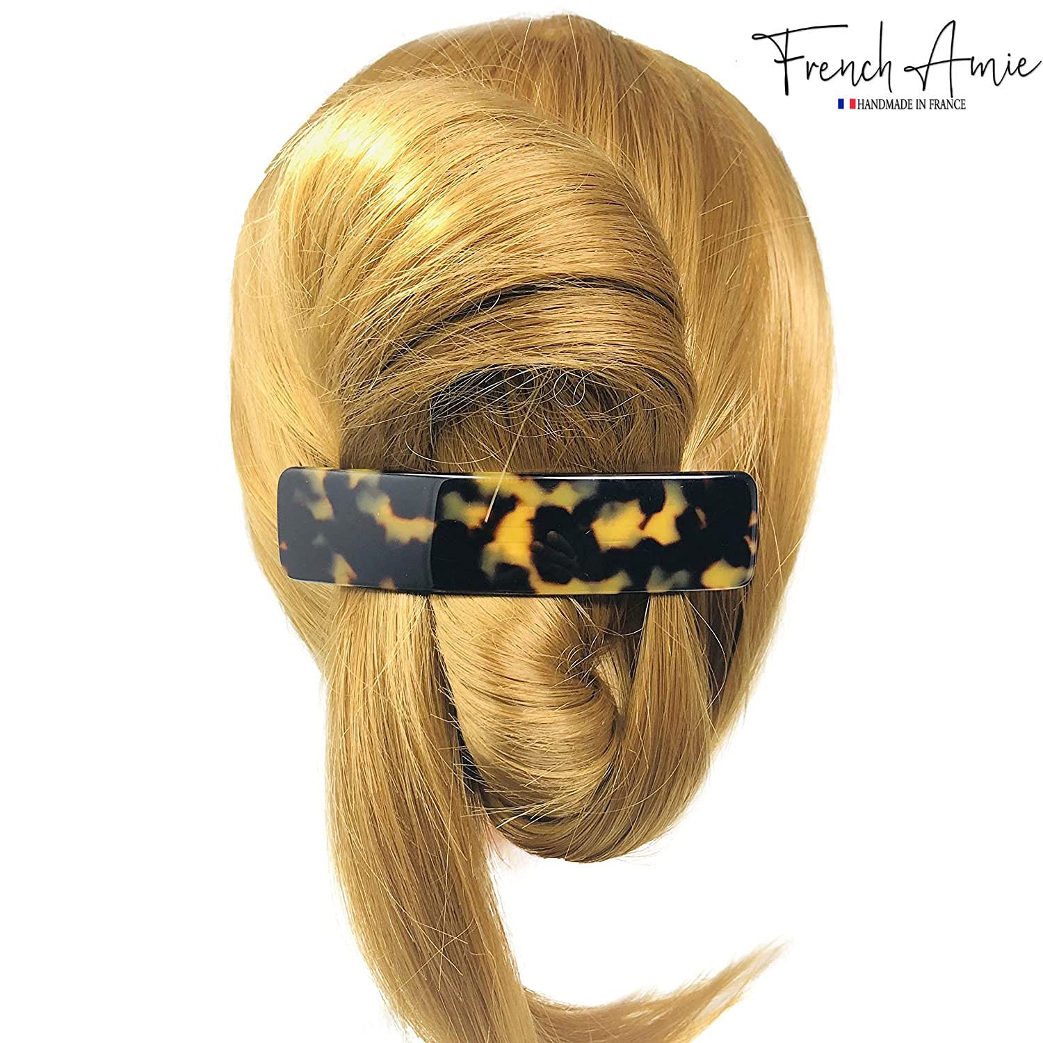 French Amie Yellow Tokyo clip in hair demonstrates easy, comfortable hold.