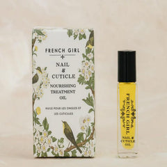 French Girl Nail & Cuticle Oil packaging emphasizing a clean, vegan formula.