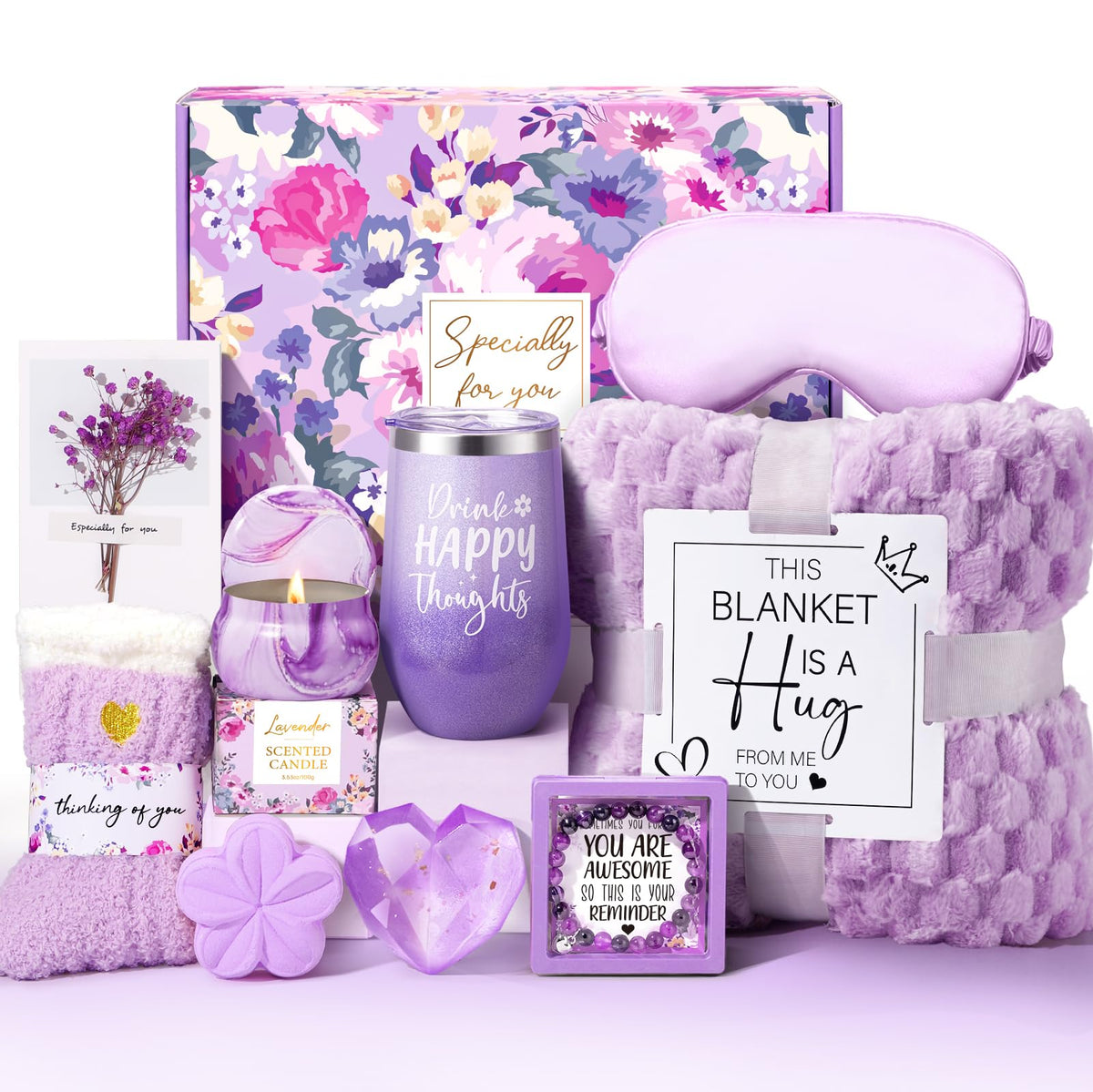 Frerdui lavender blanket gift basket for cozy nights at home