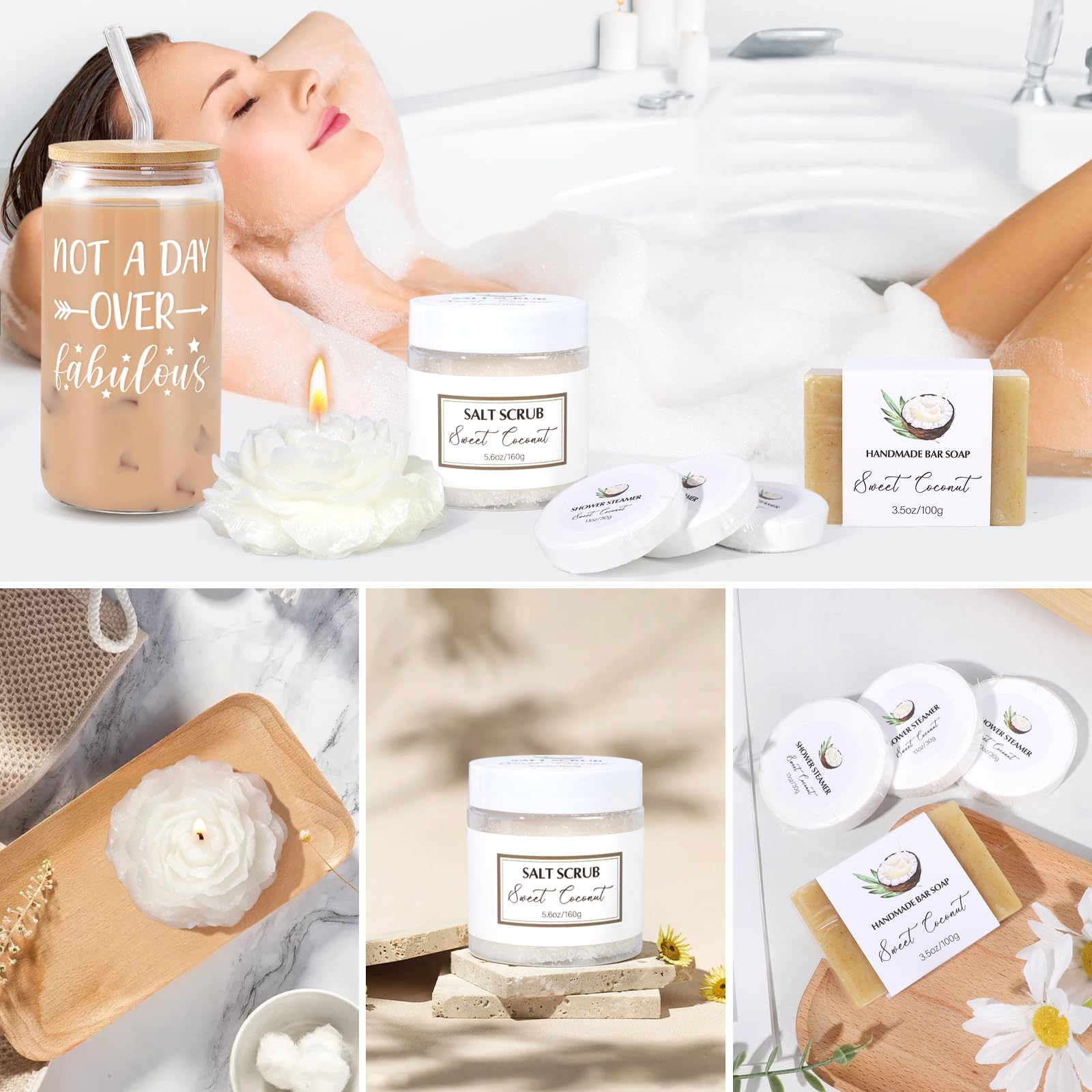 Frerdui spa gift basket with salt scrub for exfoliating care