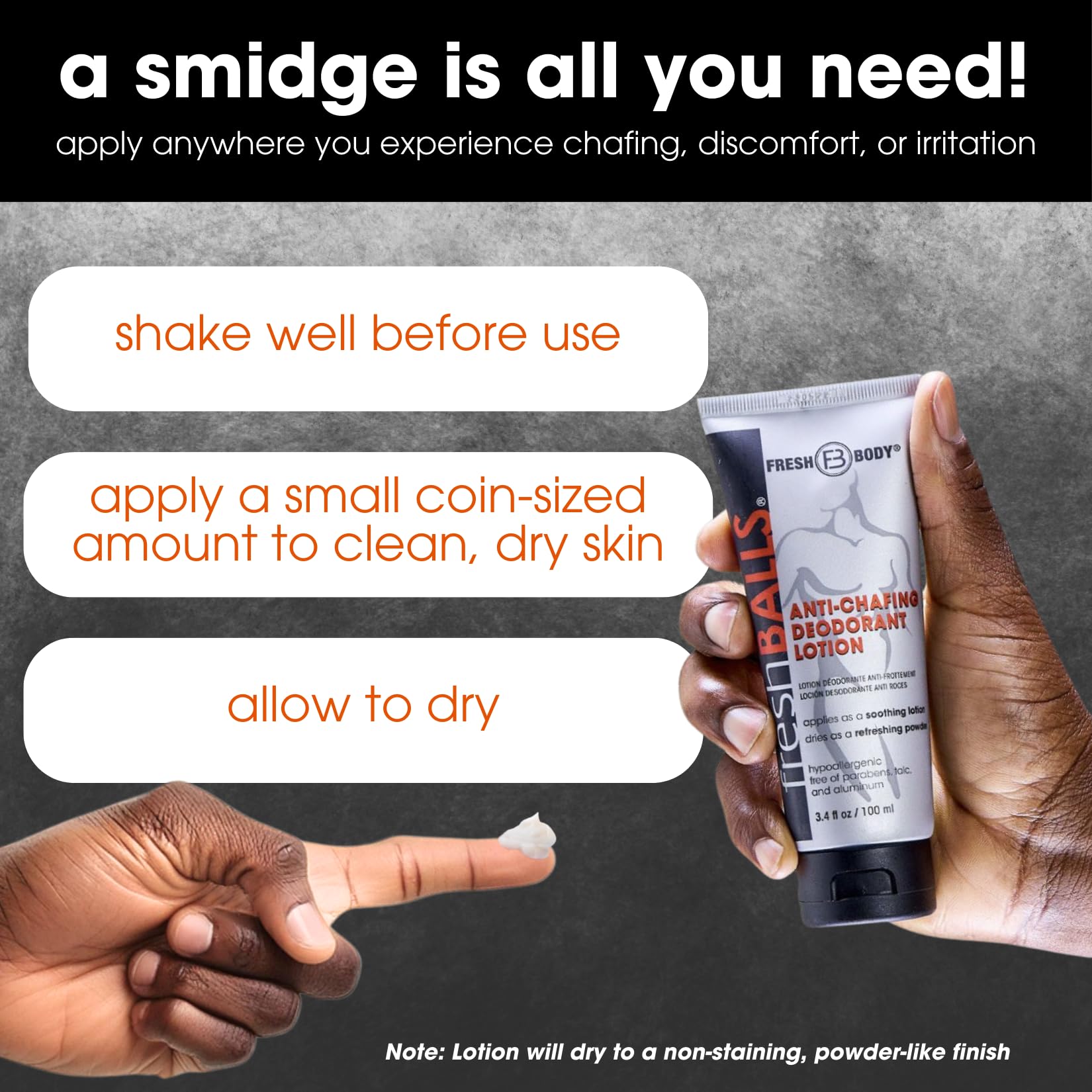 Fresh BALLS Lotion paraben- and aluminum-free formula supports comfortable daily use.
