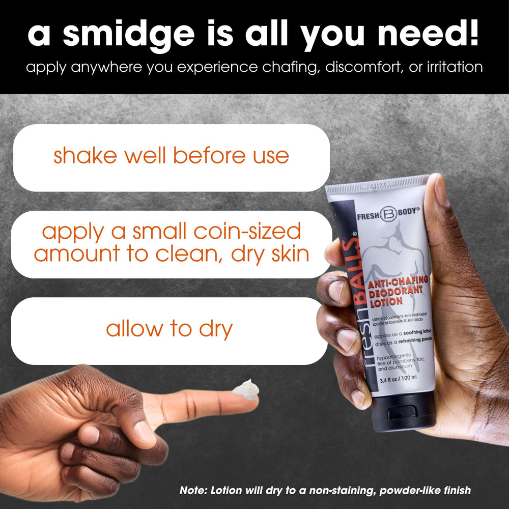 Fresh BALLS Lotion paraben- and aluminum-free formula supports comfortable daily use.