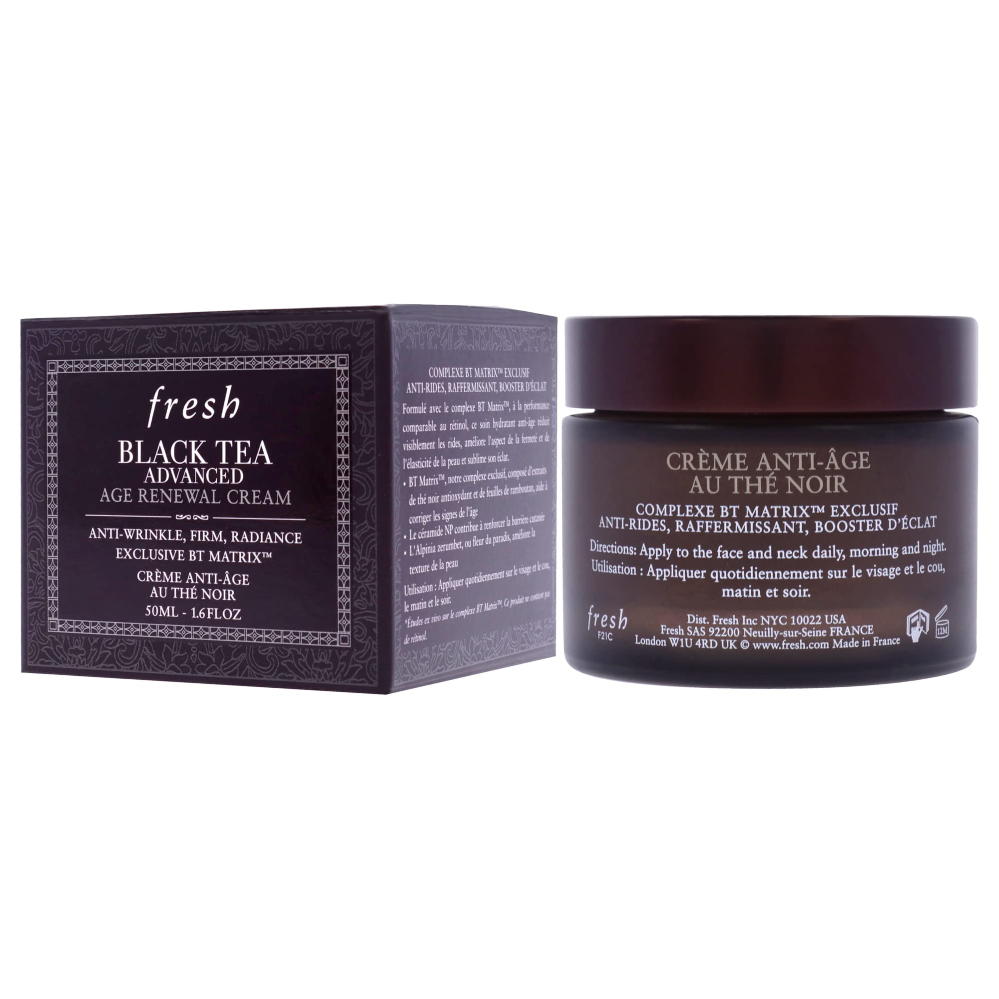 Fresh Black Tea Advanced Age Renewal Cream packaging label overview