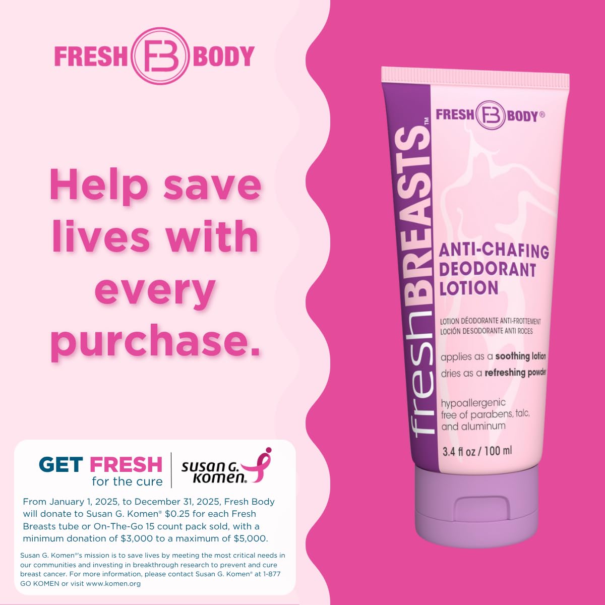 Fresh Body FB Silky-dry finish after use for all-day freshness.