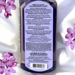 Fresh Cut Lilacs fragrance closeup highlights uplifting lilac aroma during hand washing.