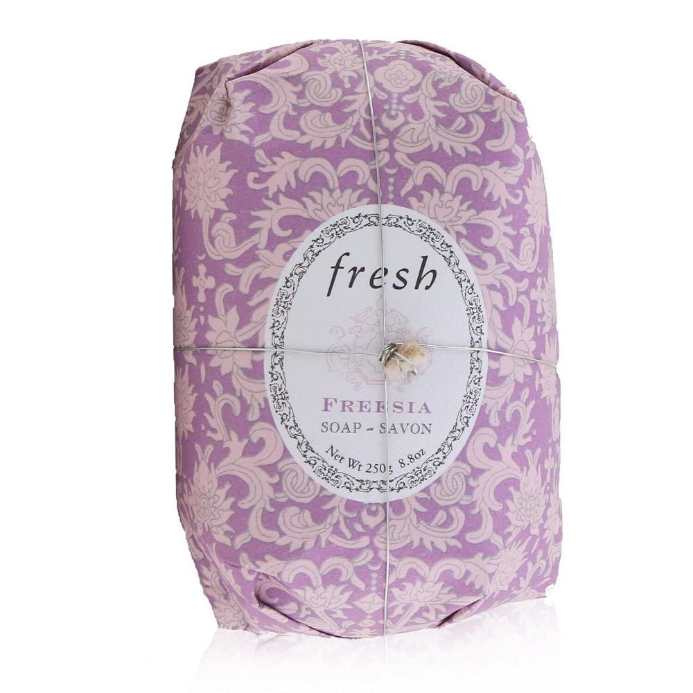 Fresh Freesia Soap packaging showcases hand-wrapped premium presentation