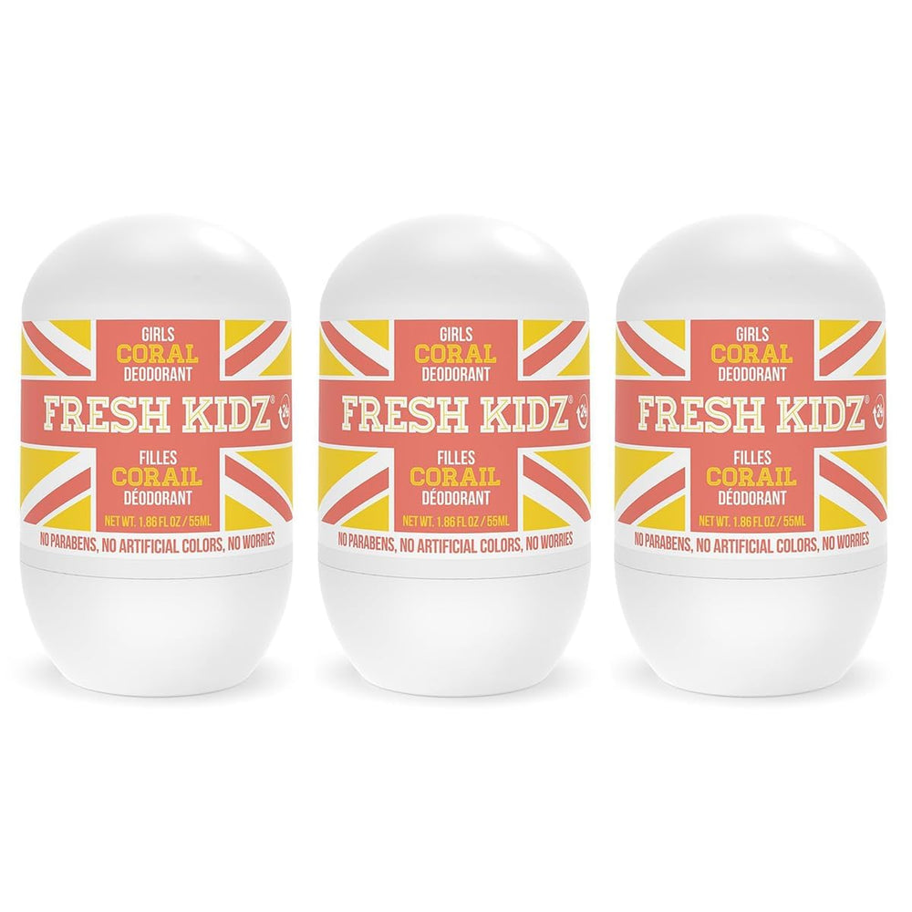 Fresh Kidz Coral bottle with aluminum-free formula for sensitive young skin.