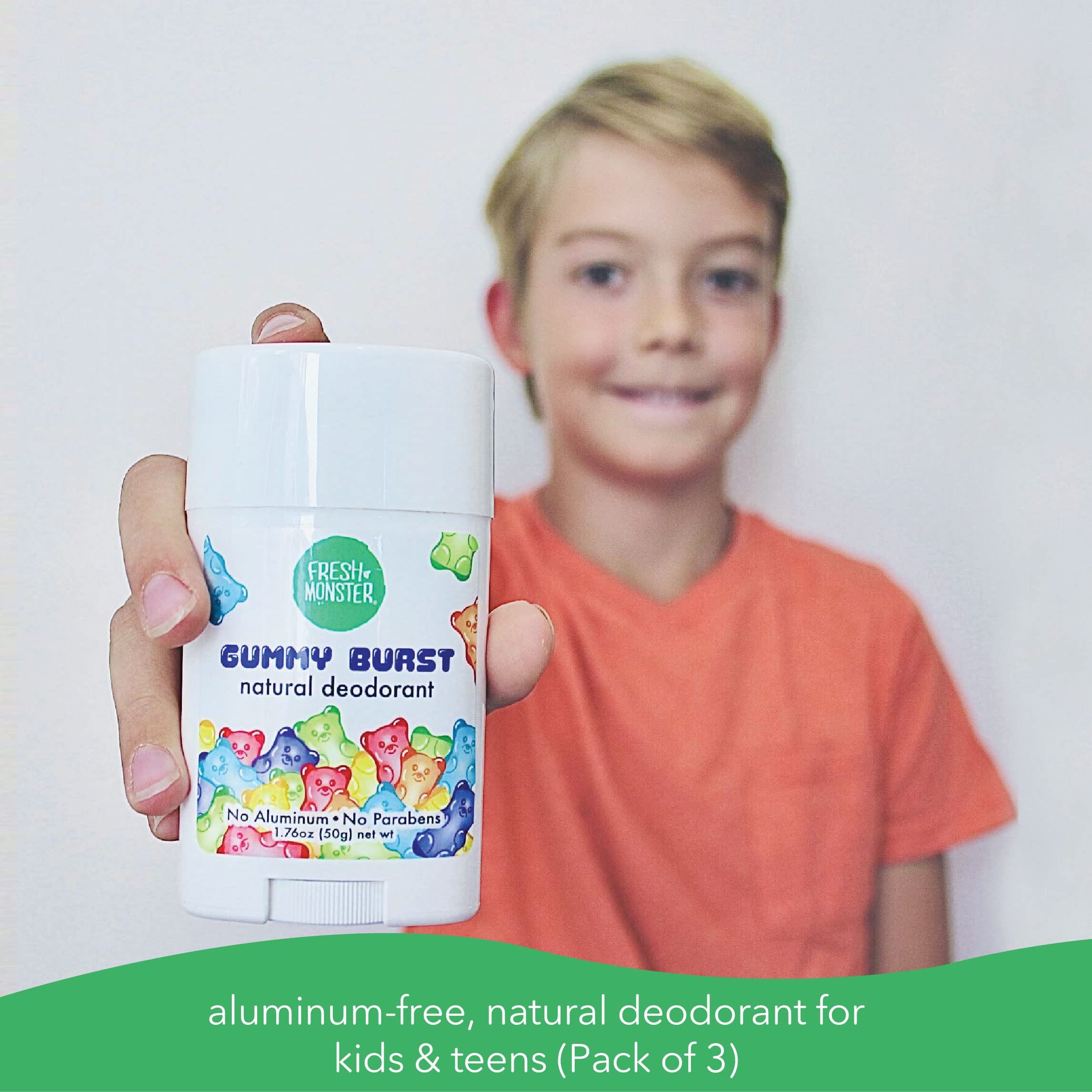 Fresh Monster gummy burst scent shown for kids, inviting daily use.