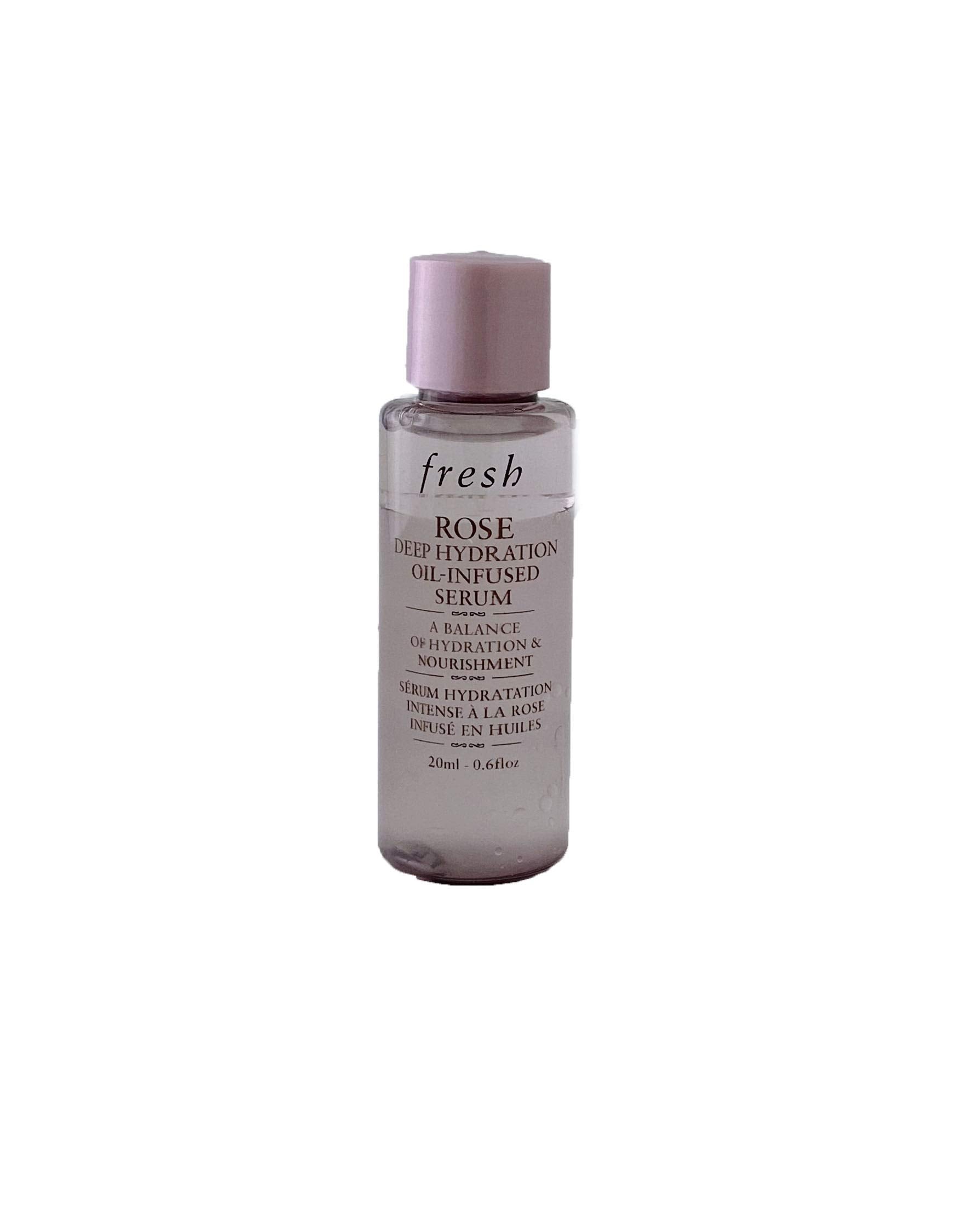 Fresh Rose Deep Hydration Serum in action on skin delivering glow and smooth texture.