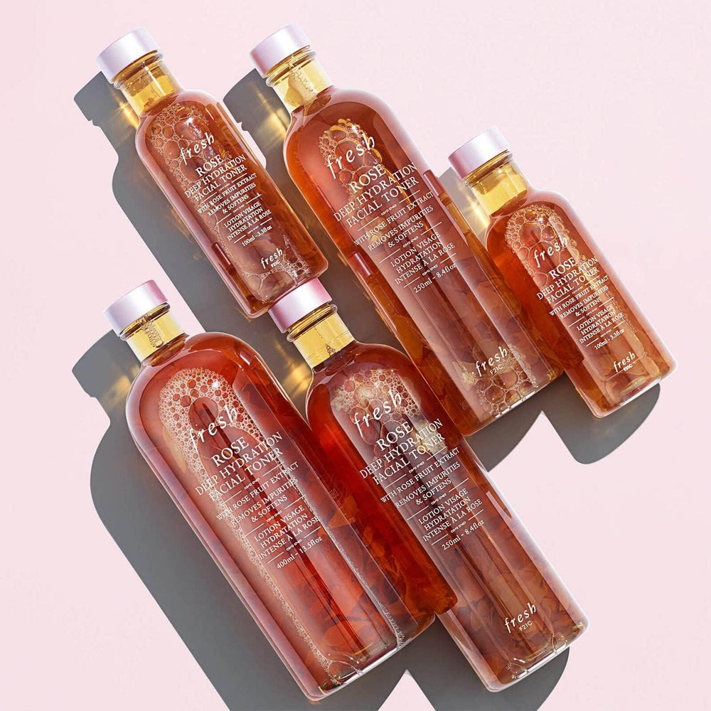 Close-up of Fresh Rose Toner pump for precise, mess-free dispensing