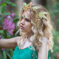 FRESHME green butterfly wings crown, enhances fairy and pixie character styling.