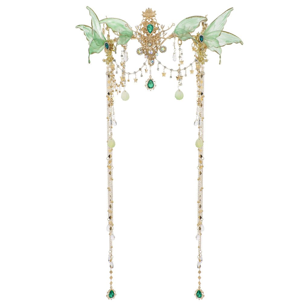 FRESHME luxury elf crown, butterfly wings and tassel charm for stage cosplay.