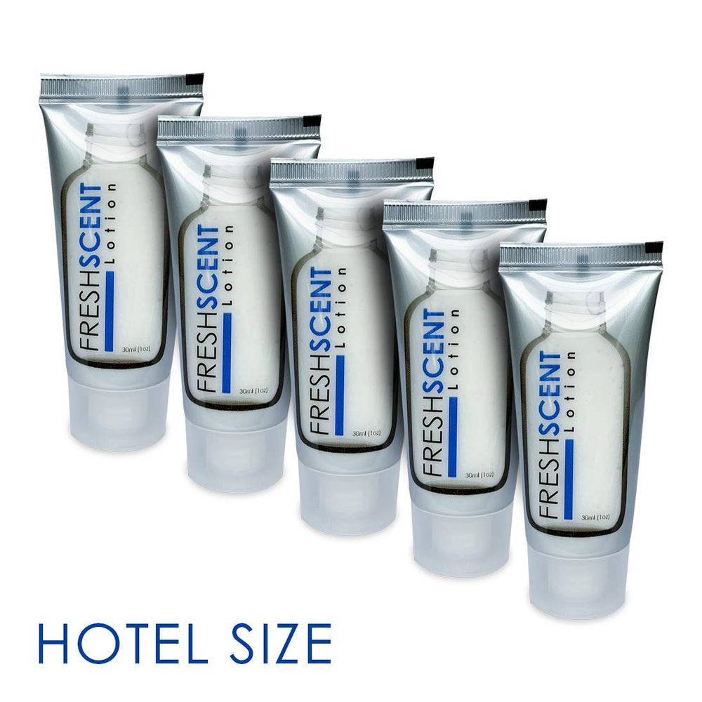 Freshscent hotel amenities display with sturdy cardboard case for bulk distribution.