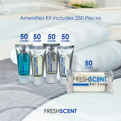 Freshscent Hotel Collection 1oz conditioner tubes ready for bathroom shelves