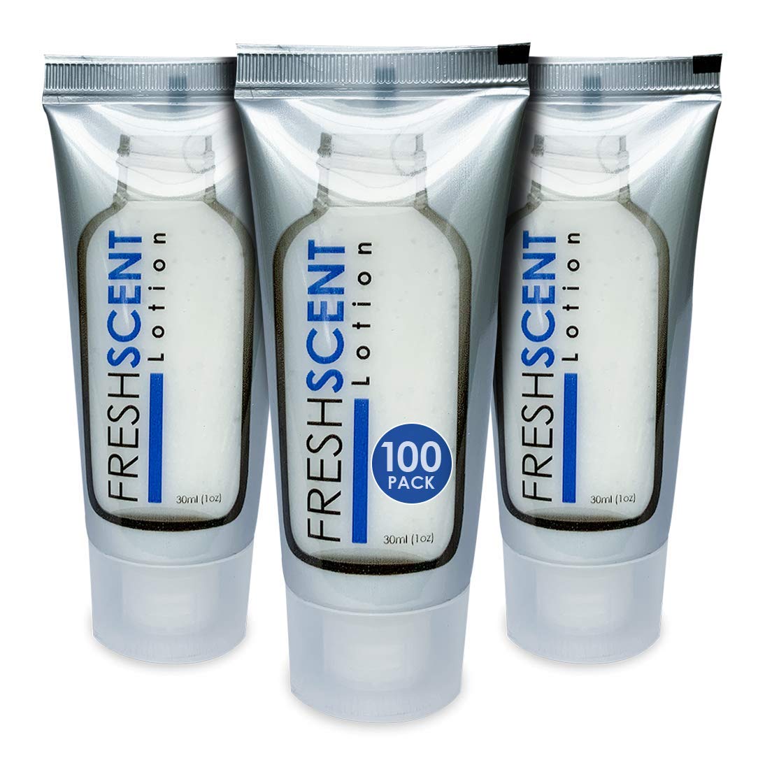 Freshscent Lotion 1oz tubes organized for hotel guest room kits.