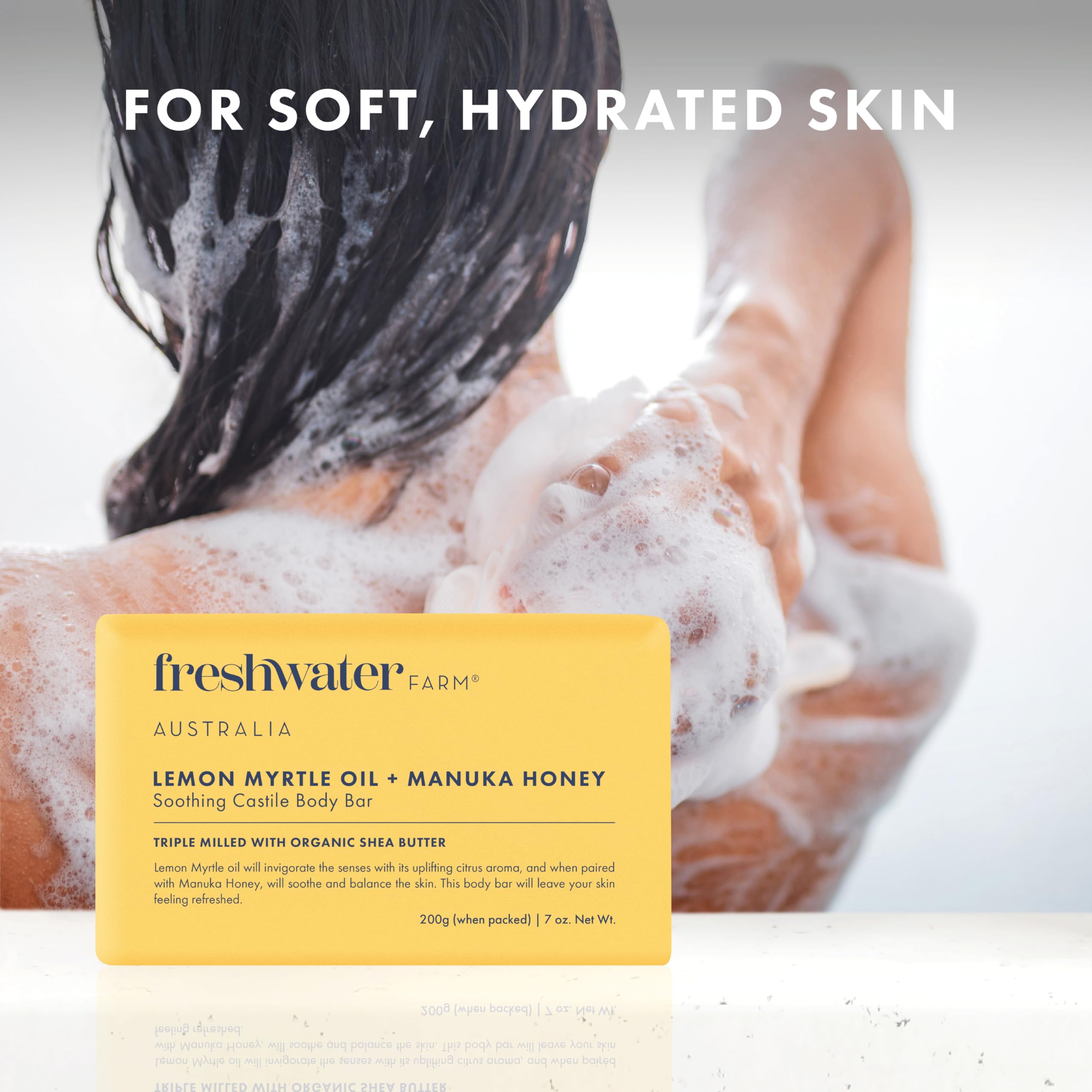 Freshwater Farm Australia lemon Myrtle honey soap bar Australian-made quality for everyday cleansing.