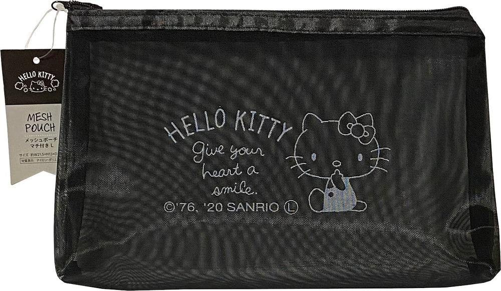 Friend Hello Kitty mesh pouch open with gusset for quick access and organization