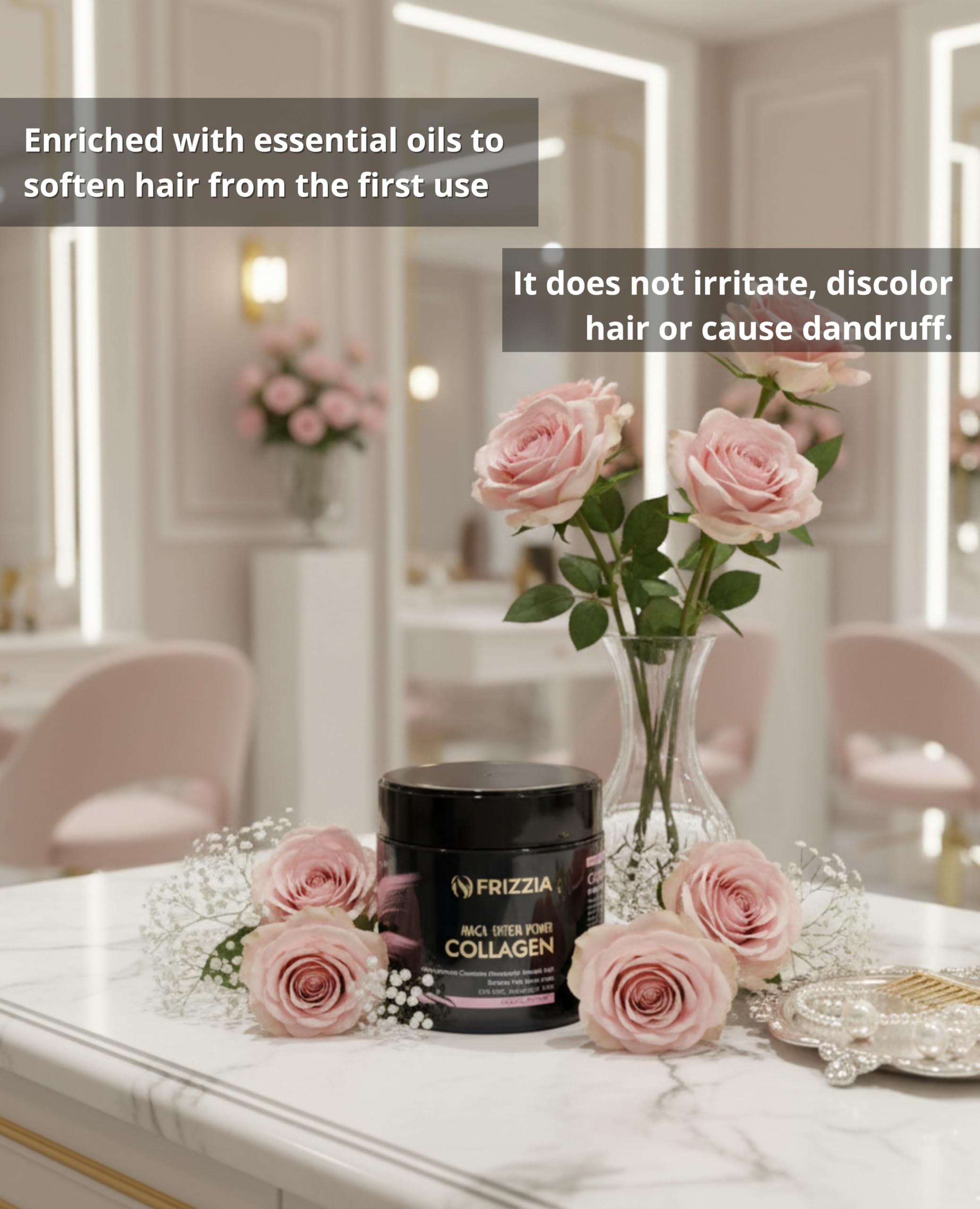 Frizzia hair smoothness and shine after use