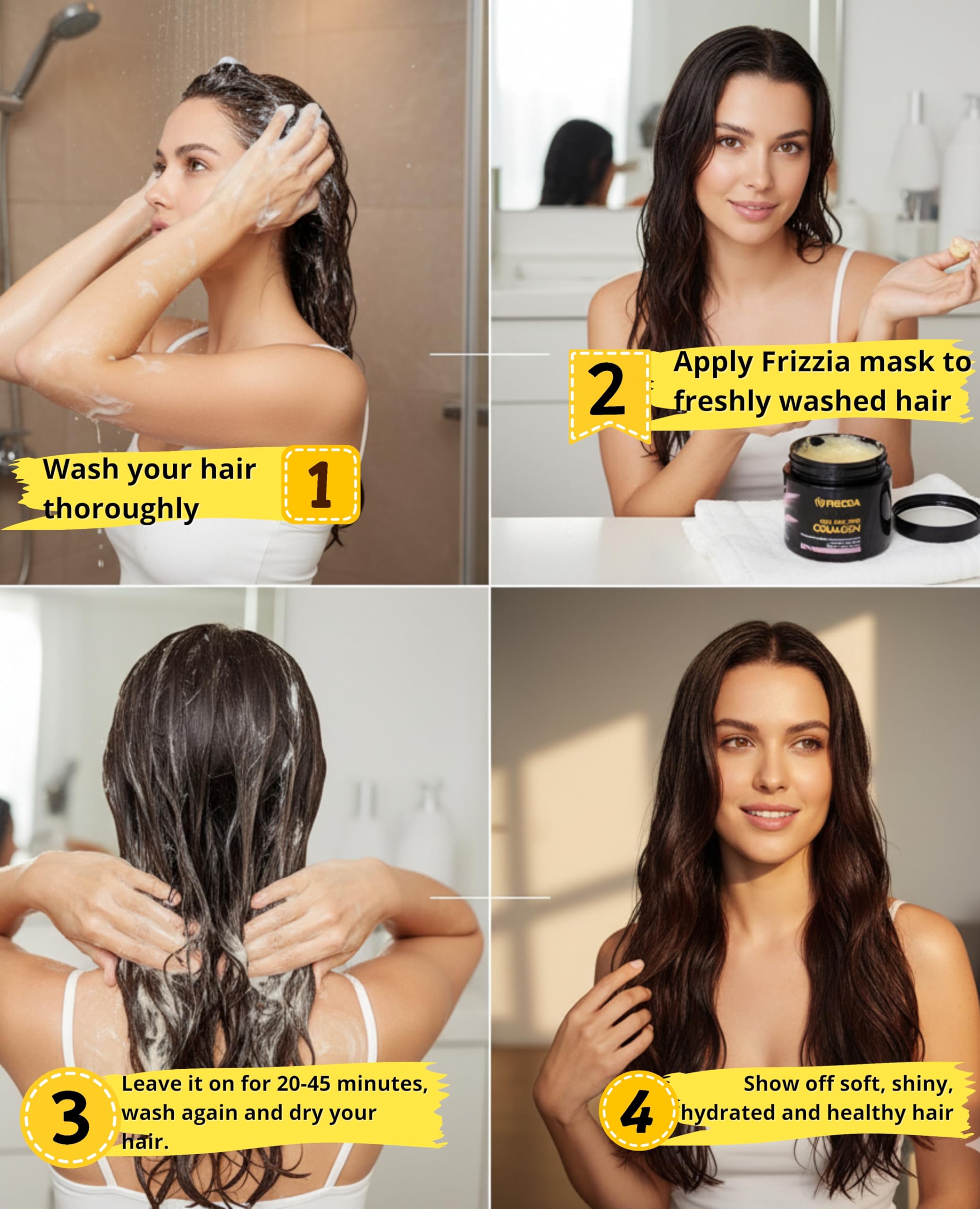 Frizzia ingredients Argan Oil Maca visual emphasizing natural restoration