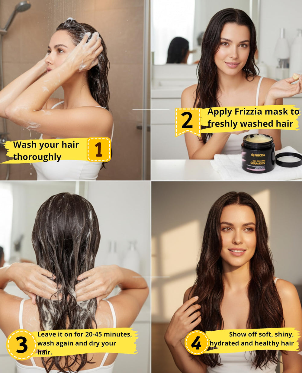 Frizzia ingredients Argan Oil Maca visual emphasizing natural restoration