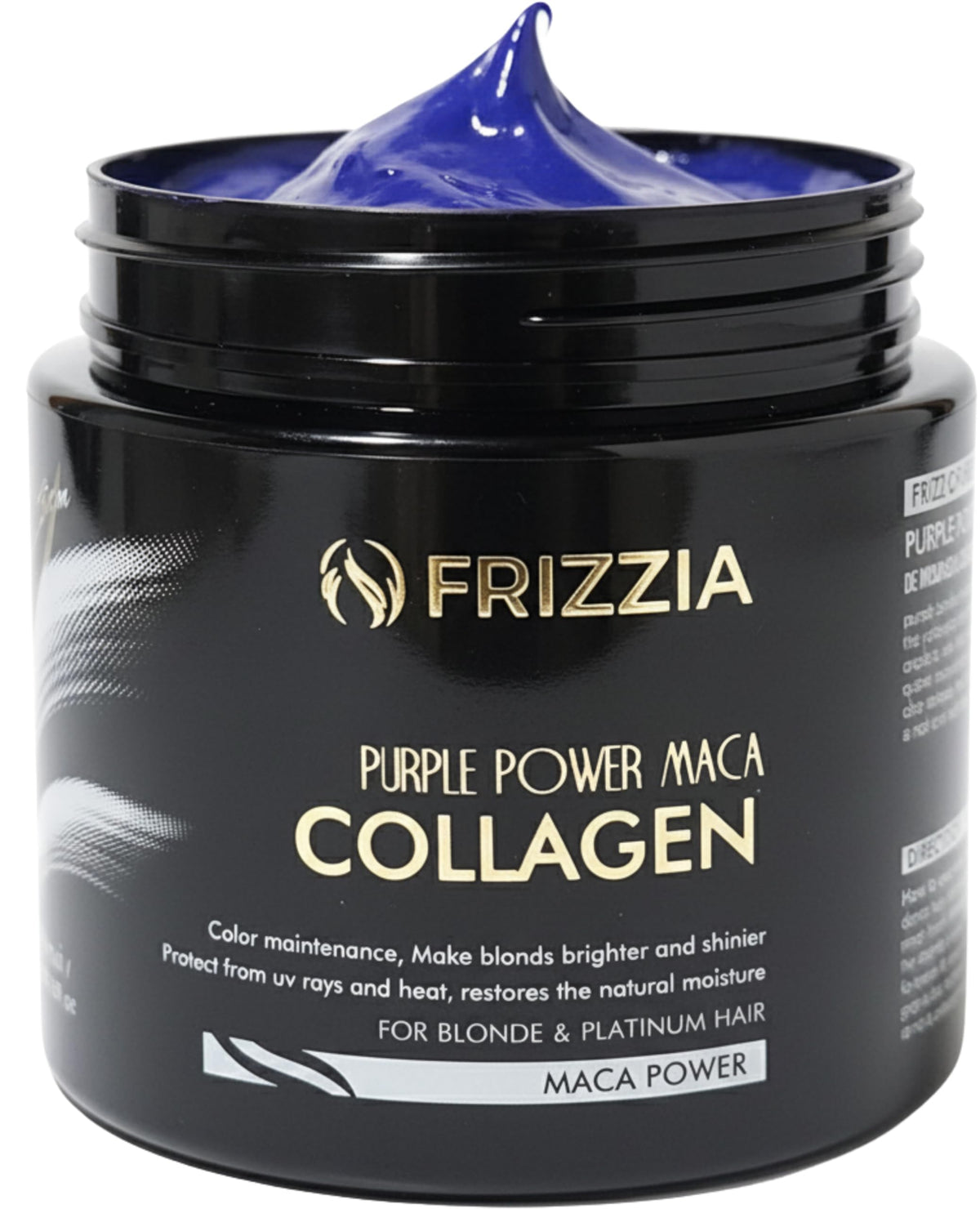 Frizzia Ultra Collagen Hair Mask packaging shows premium conditioning for dry hair.