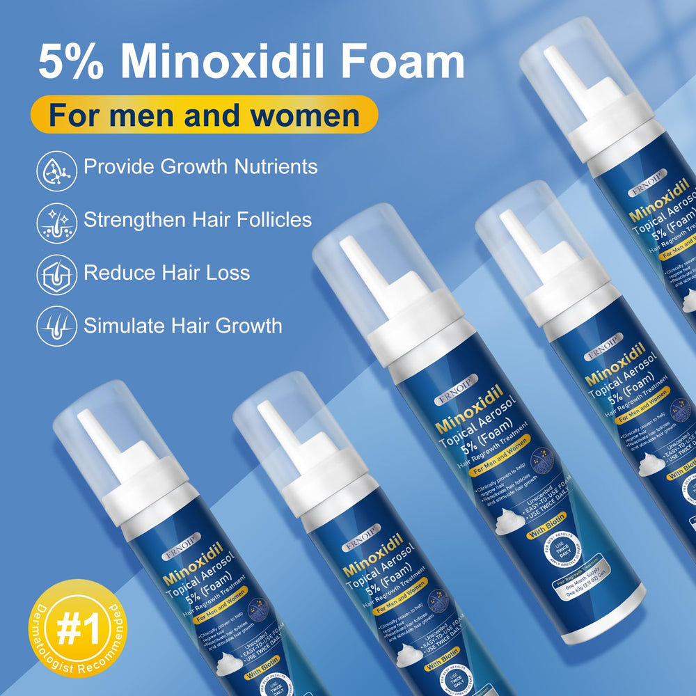 Frnoip Minoxidil foam application on scalp for fuller-looking hair over time.