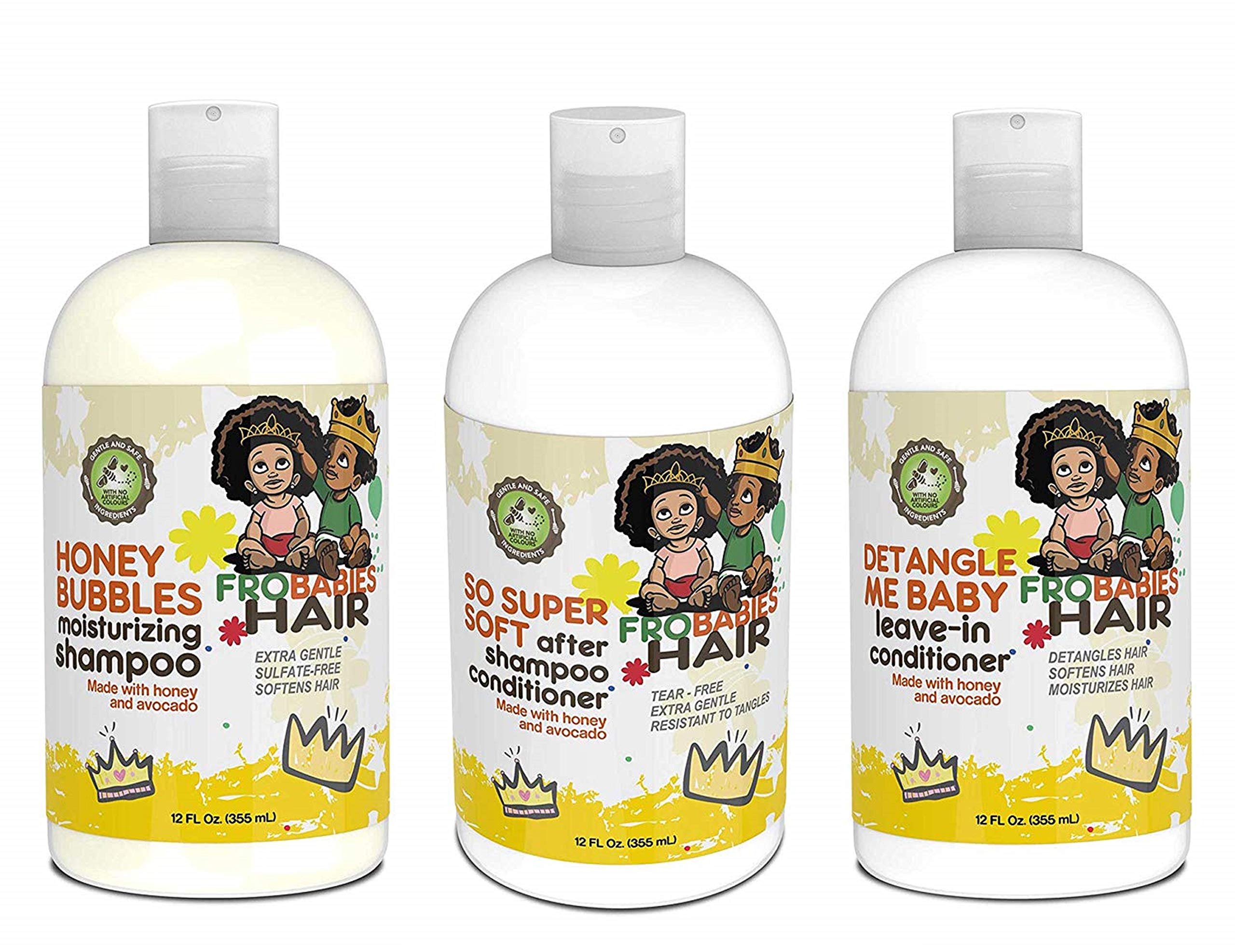 FroBabies Hair Honey Bubbles soft conditioner detangler bottle for smoother, easier brushing.