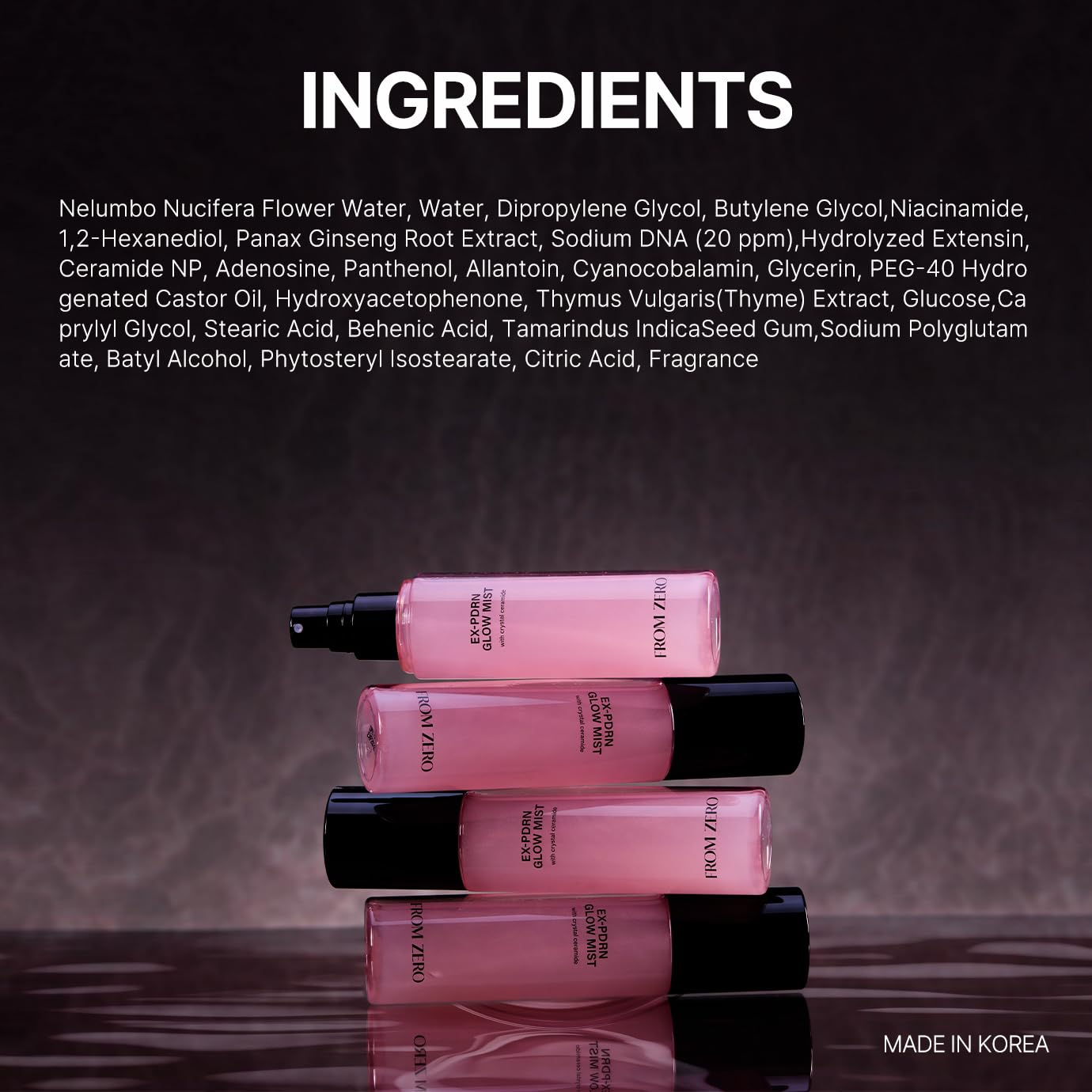 FROM ZERO EX-PDRN Glow Mist lifestyle shot suggesting glass-skin look