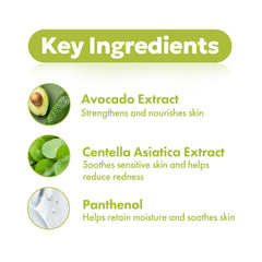 Ingredients and packaging of FRUDIA Avocado Relief Face Cream featuring avocado extract