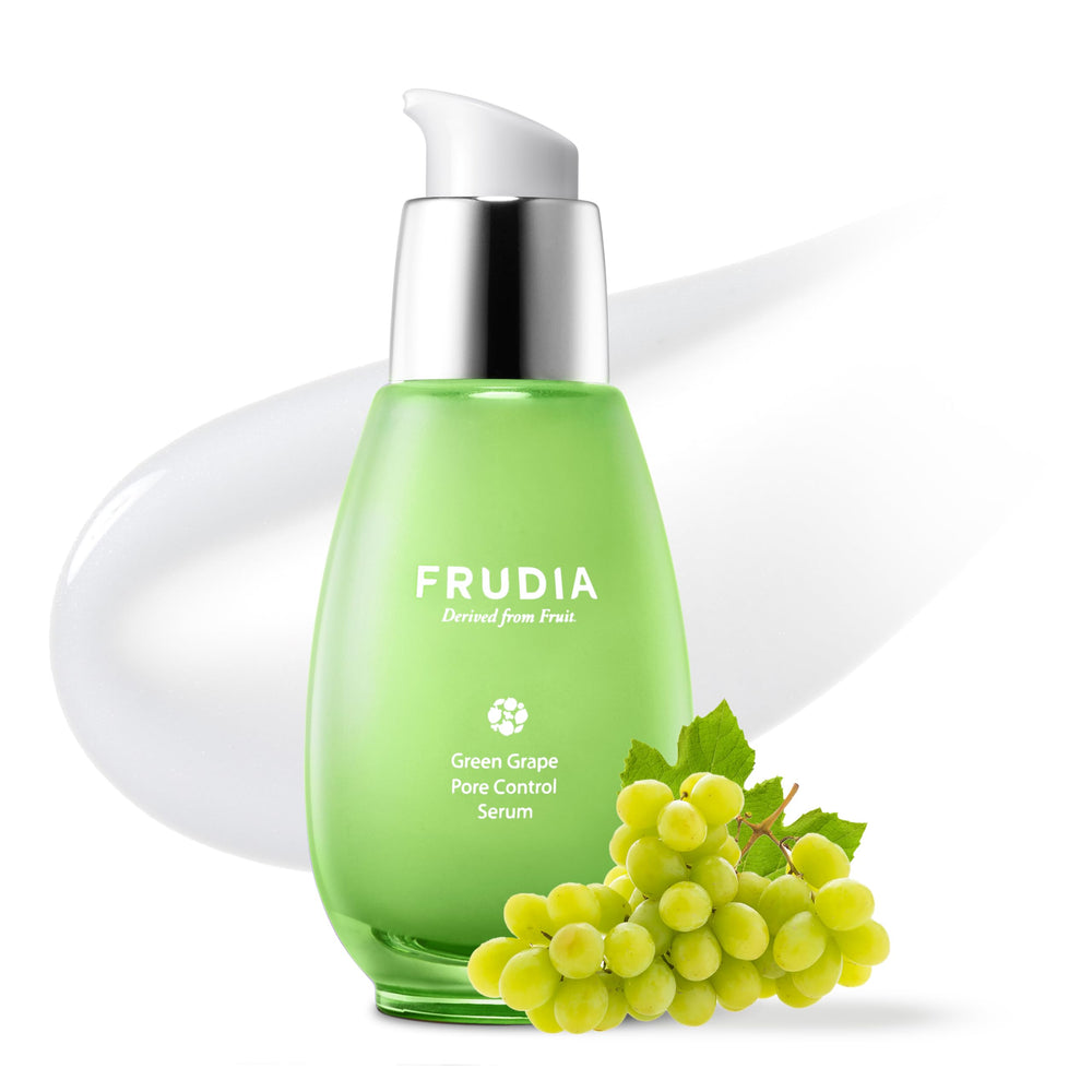 FRUDIA Green Grape Pore Control Serum bottle showcasing lightweight hydration for daily pore care.